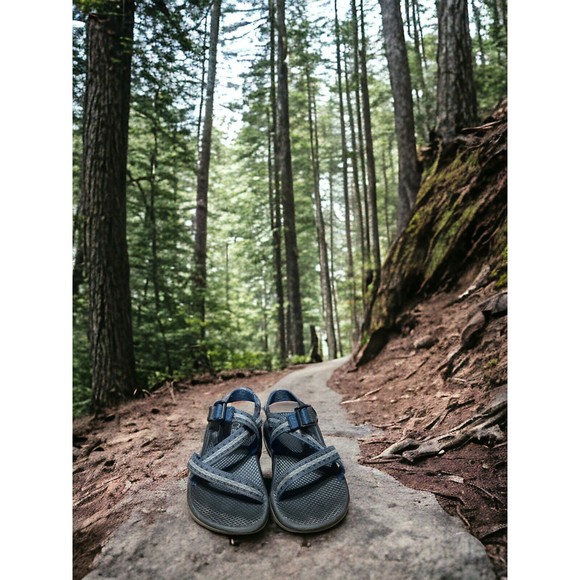 Chaco Z1 Ecotread Sandals Kid's Youth Black Blue Z Strap J180193 Size 5 - Picture 2 of 8